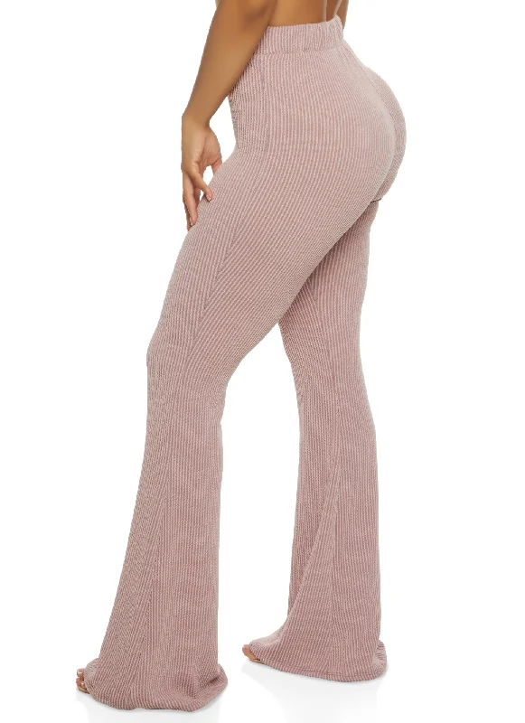 Ribbed High Waisted Flare Pants