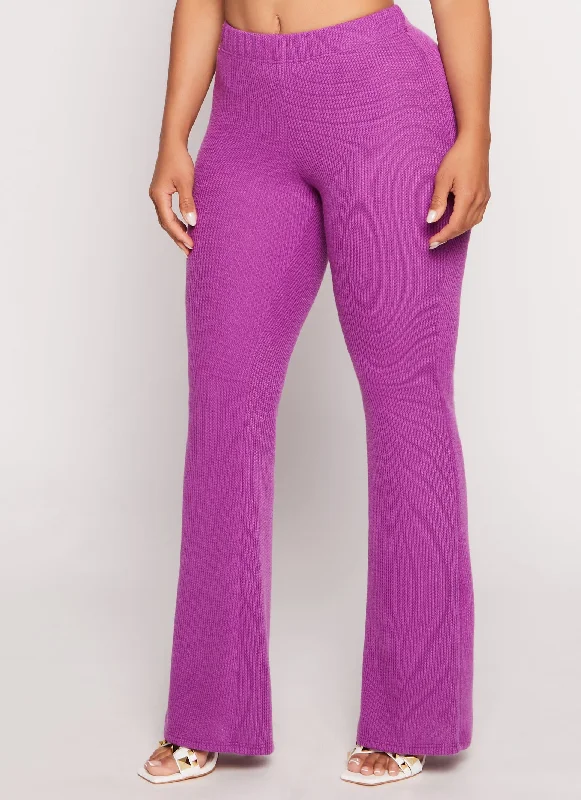 Ribbed Knit Flared Pants