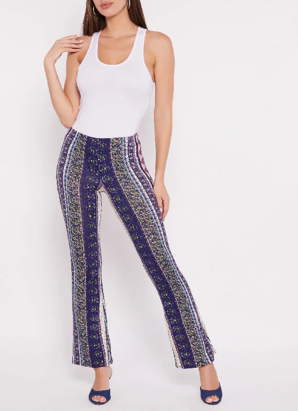 Floral Border Print Boho Pants