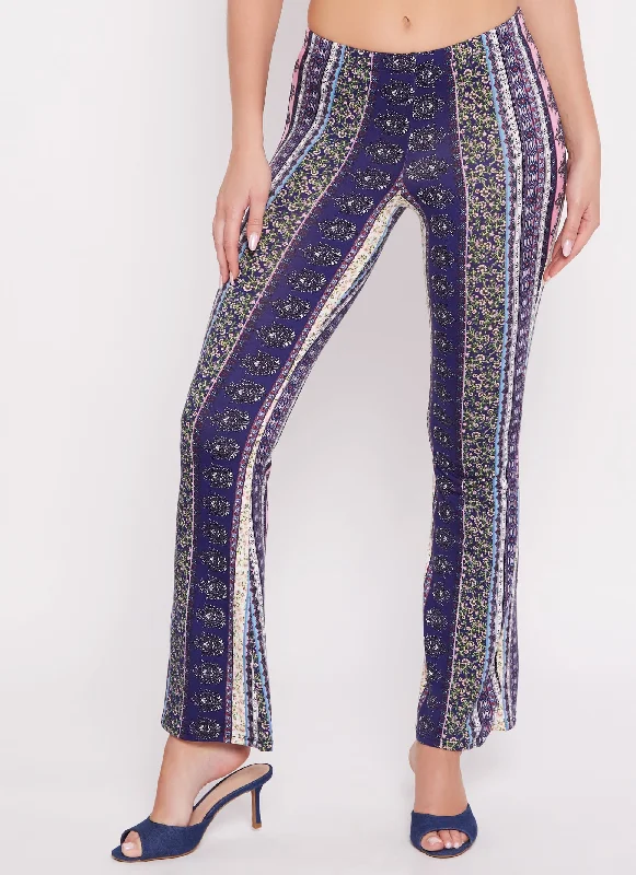 Floral Border Print Boho Pants