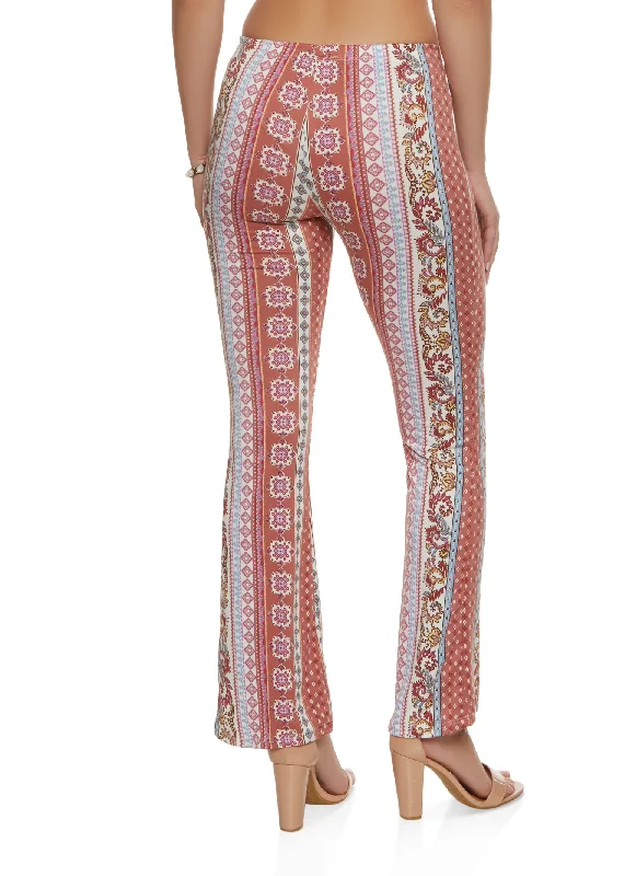 Mixed Print Boho Flare Pants