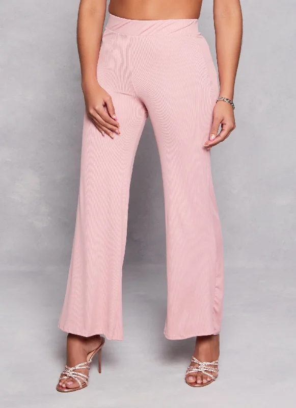 Ribbed Knit Flare Pants