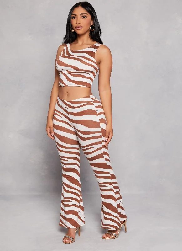 Zebra Print Flare Pants