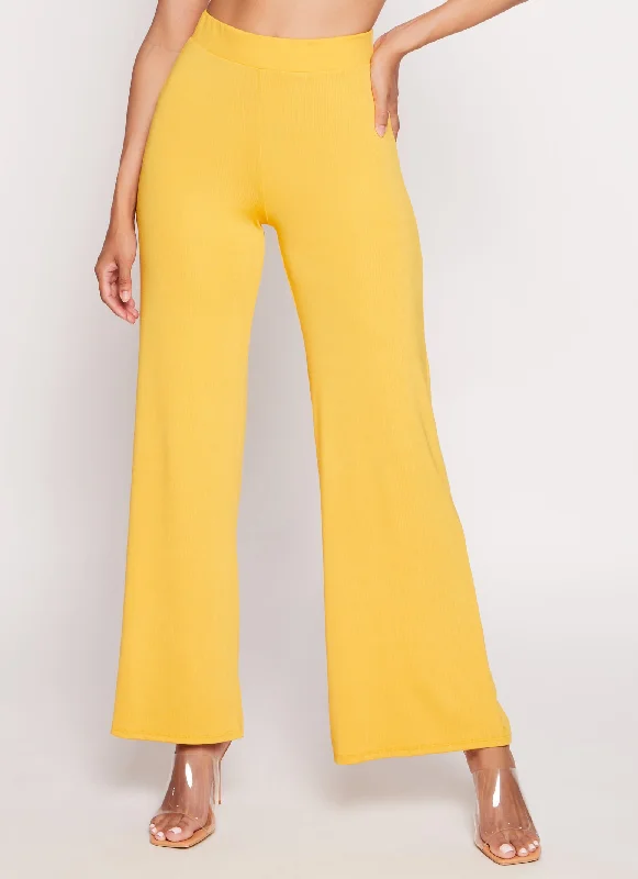 Ribbed Knit Flare Pants