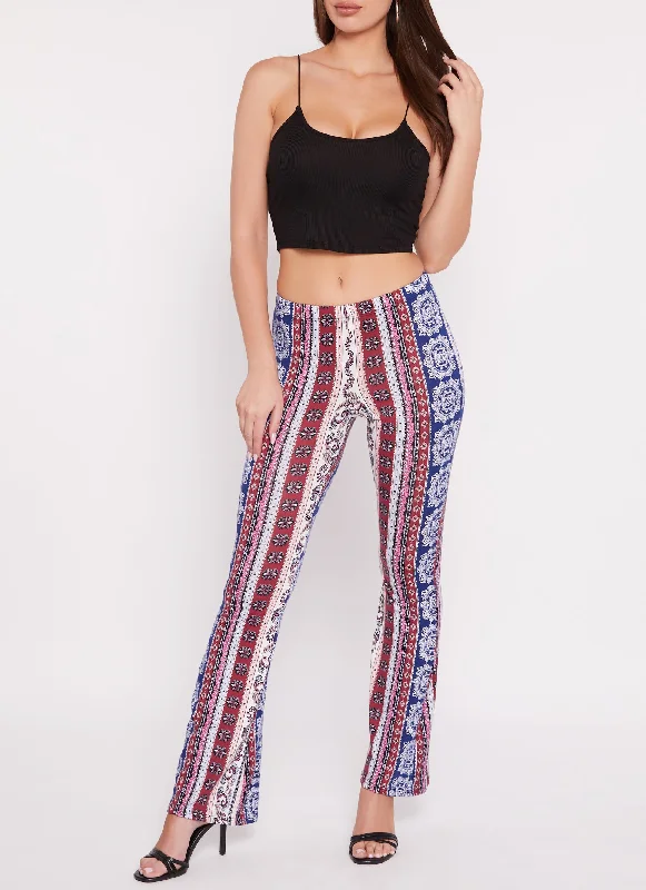 Floral Border Print Boho Pants