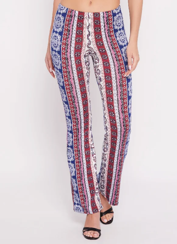 Floral Border Print Boho Pants