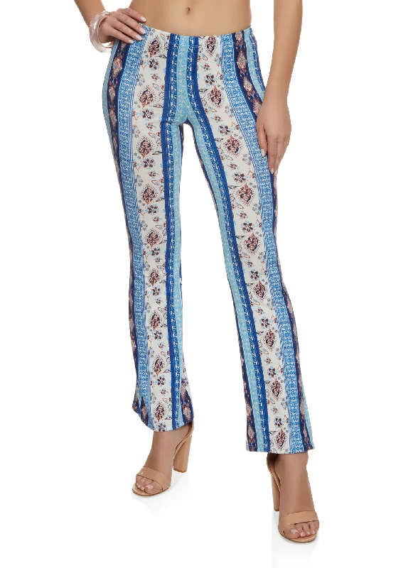 Mixed Print Boho Flare Pants