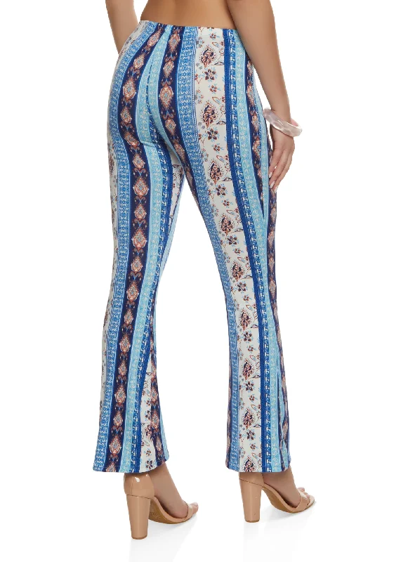 Mixed Print Boho Flare Pants