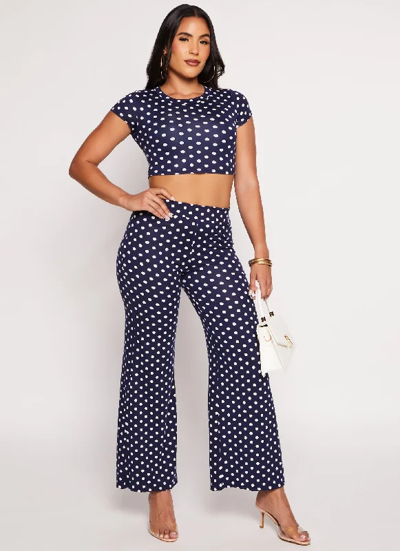 Polka Dot High Waist Flare Pants