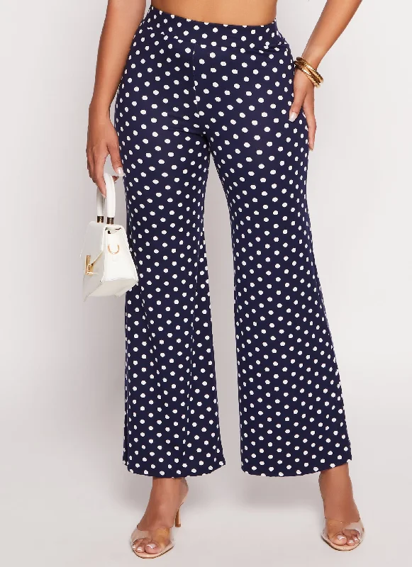 Polka Dot High Waist Flare Pants