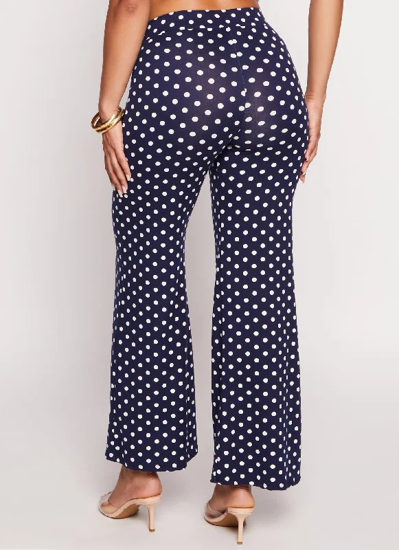 Polka Dot High Waist Flare Pants