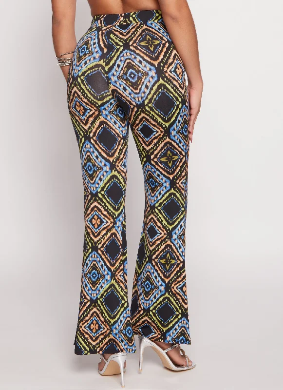 Aztec Print High Waist Flare Pants