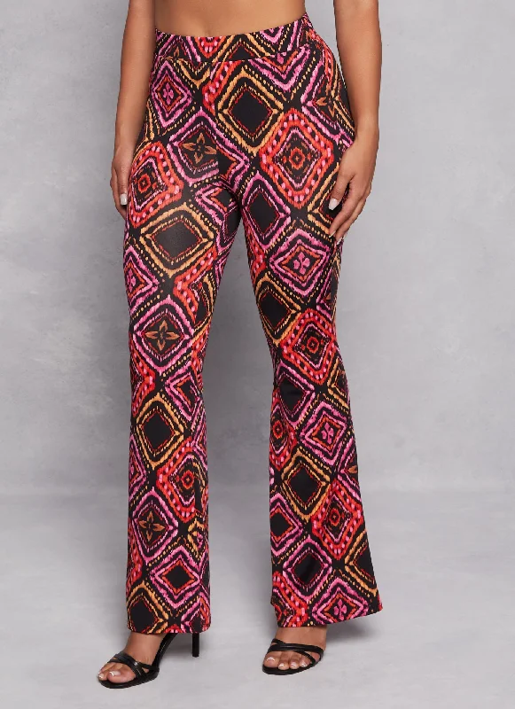 Aztec Print High Waist Flare Pants