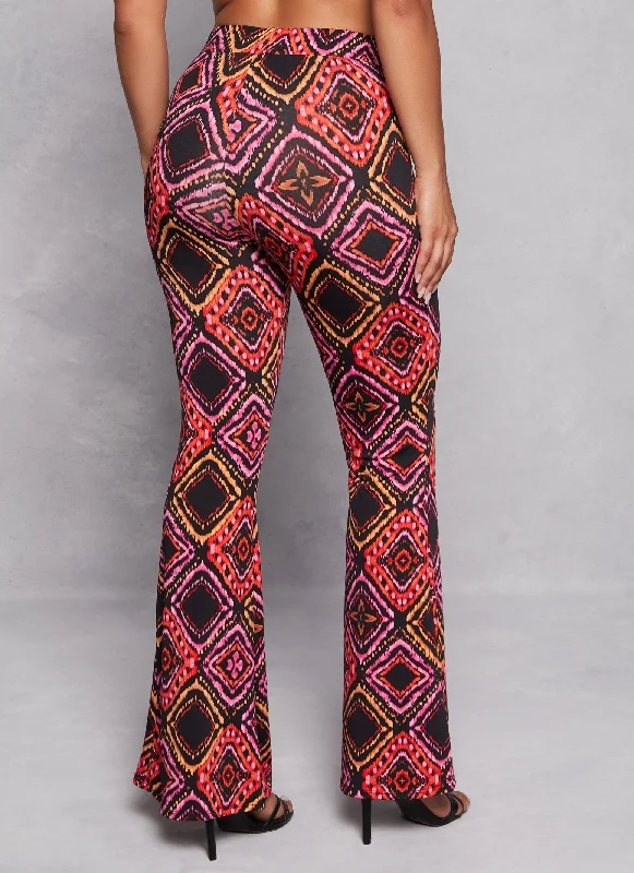 Aztec Print High Waist Flare Pants