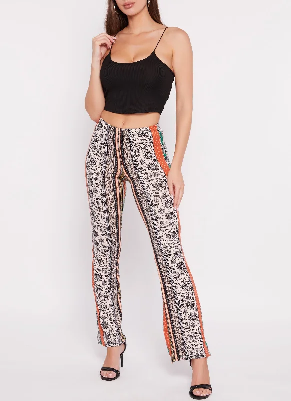 Floral Border Print Boho Pants