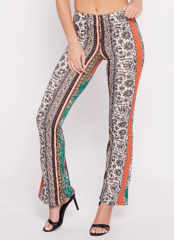 Floral Border Print Boho Pants