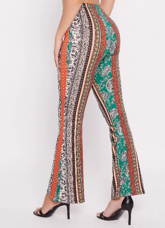 Floral Border Print Boho Pants