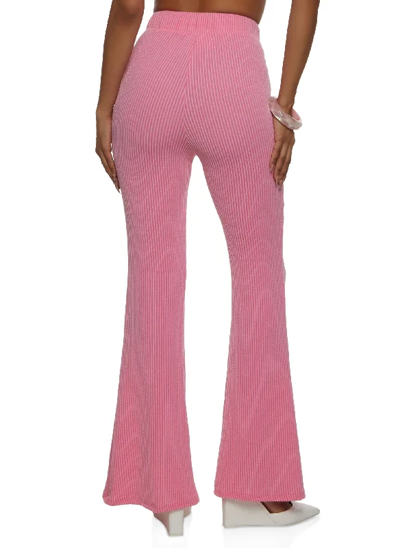 Ribbed High Waisted Flare Pants