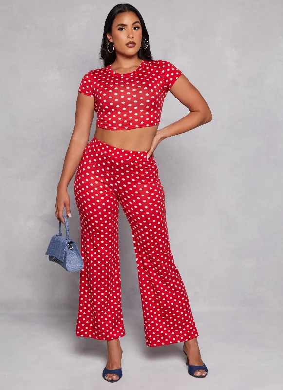 Polka Dot High Waist Flare Pants