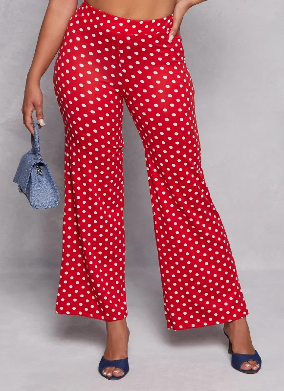 Polka Dot High Waist Flare Pants