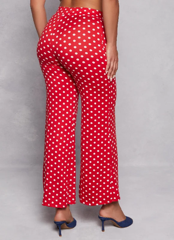 Polka Dot High Waist Flare Pants