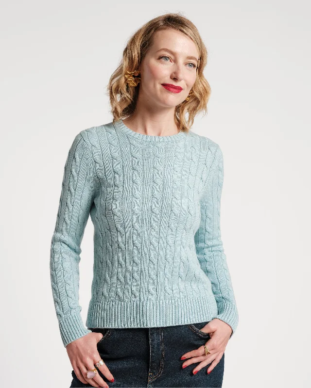 Ricky Cotton Cableknit Sweater Light Blue