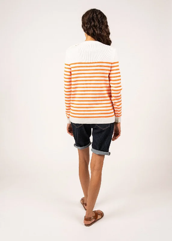 Rochefort striped sailor jumper - in wool (ECUME/ORANGE FLUO)