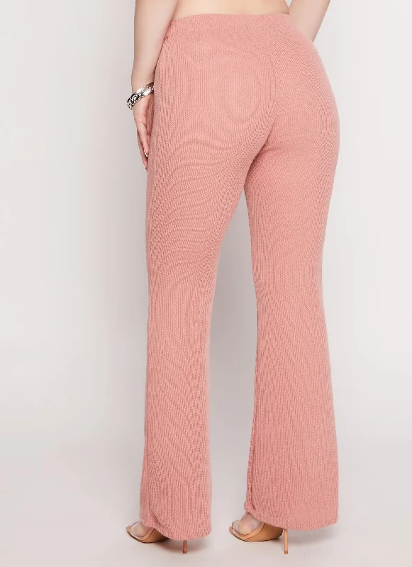 Ribbed Knit Flared Pants