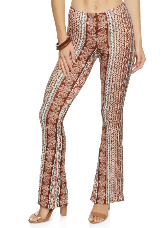 Paisley Border Print Flare Pants