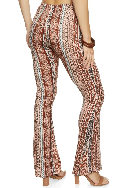 Paisley Border Print Flare Pants