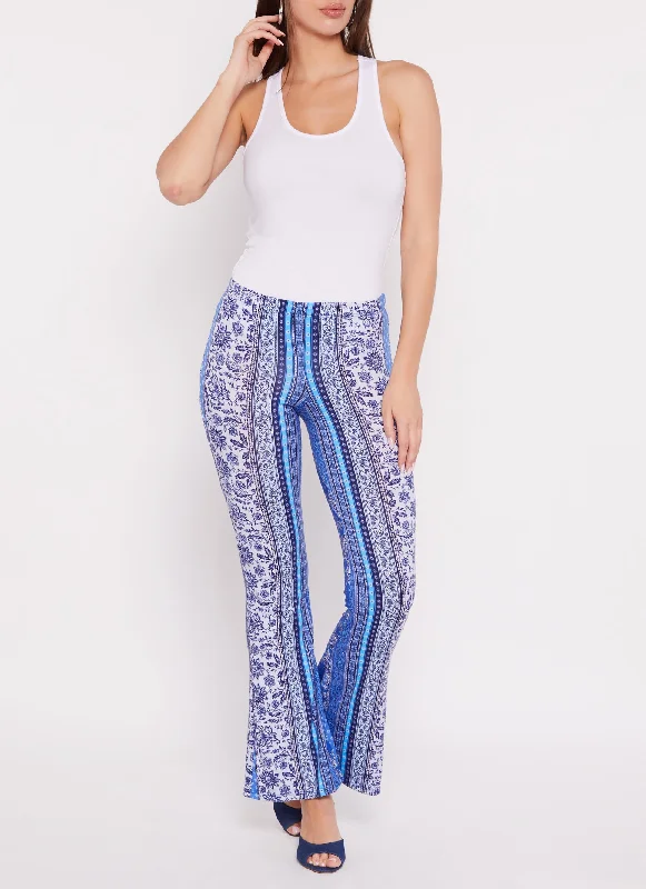 Floral Border Print Boho Pants