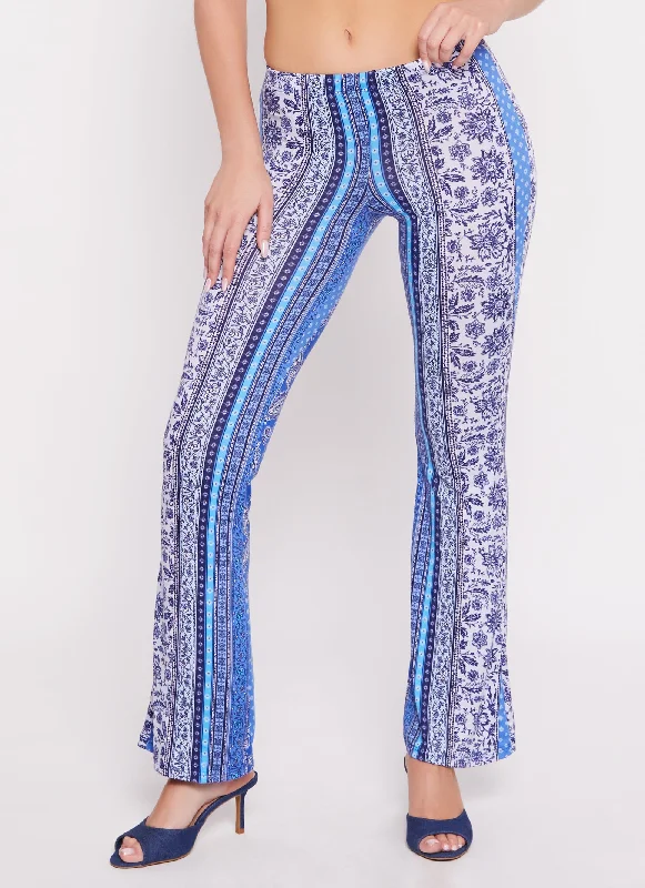 Floral Border Print Boho Pants