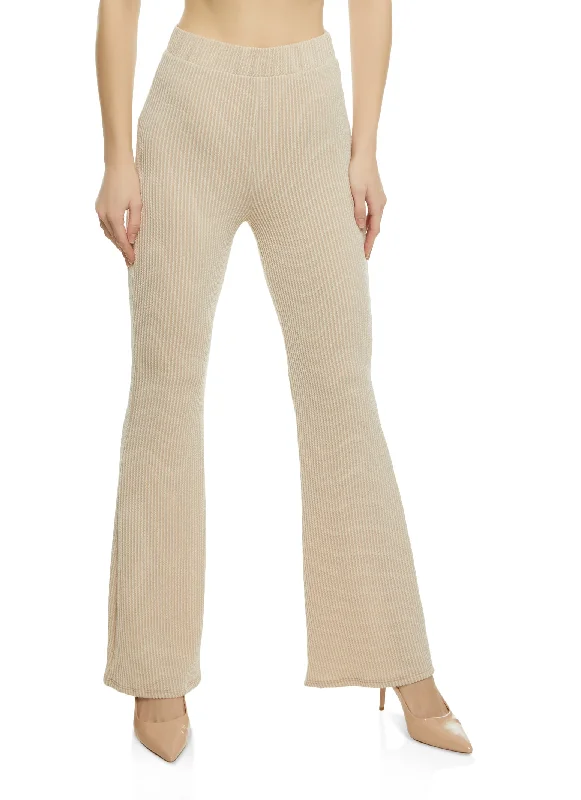 Ribbed High Waisted Flare Pants