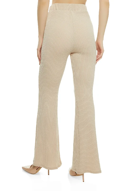 Ribbed High Waisted Flare Pants