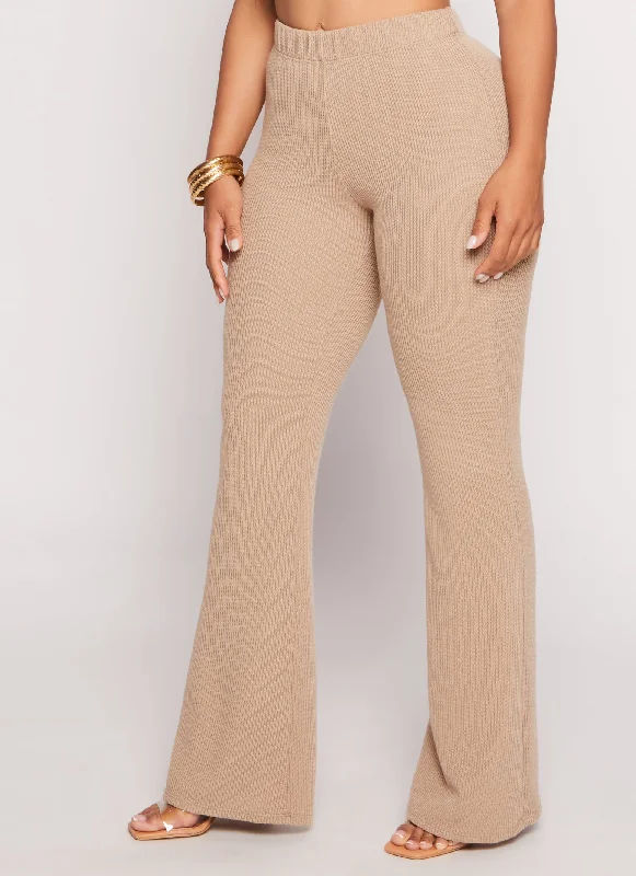 Ribbed Knit Flared Pants