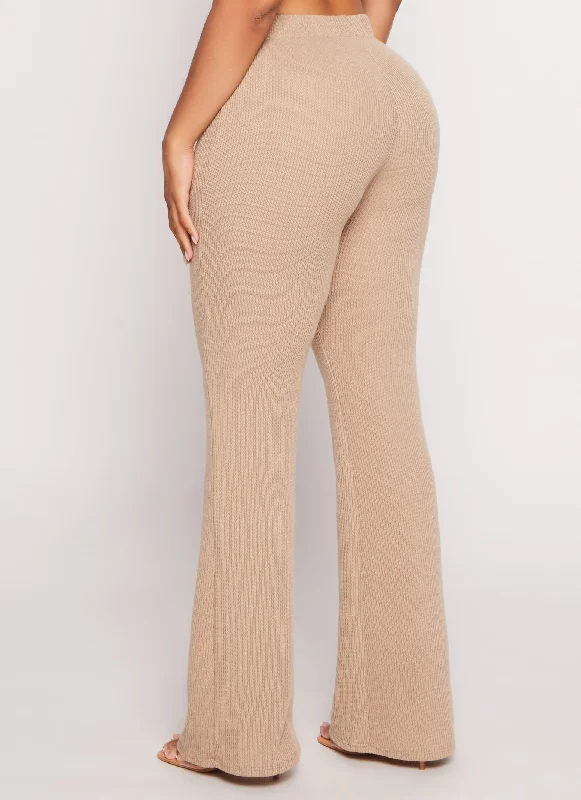 Ribbed Knit Flared Pants