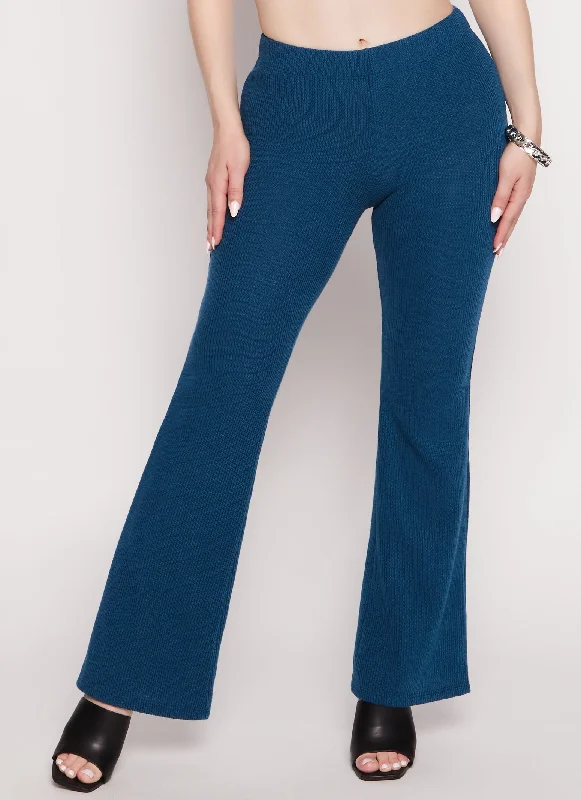 Ribbed Knit Flared Pants