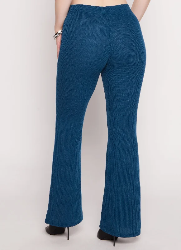 Ribbed Knit Flared Pants