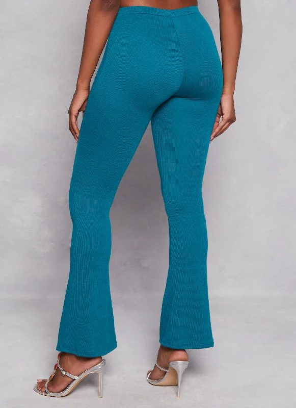 Ribbed High Waist Flare Pants