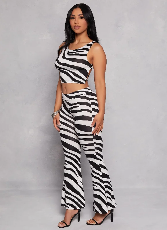 Zebra Print Flare Pants