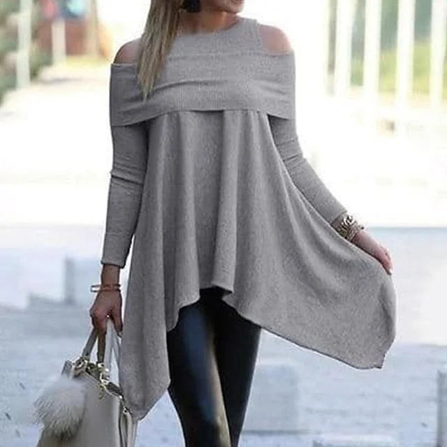 Cold Shoulder Boat Neck Tops