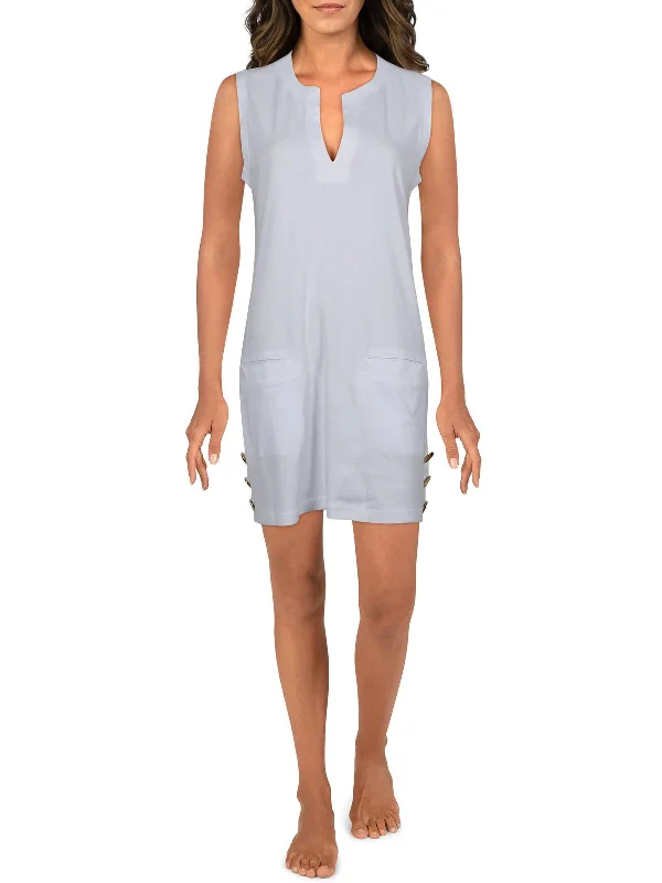 Womens Sleeveless Tunic Dress Swim Cover-Up