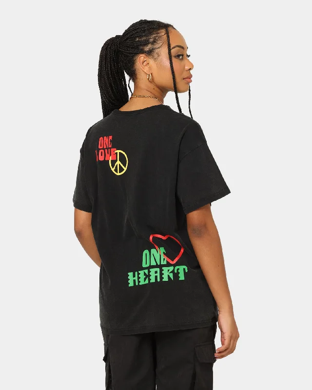 Bob Marley One Love One Heart Vintage T-Shirt Washed Black