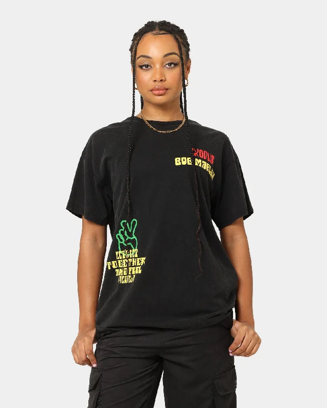 Bob Marley One Love One Heart Vintage T-Shirt Washed Black