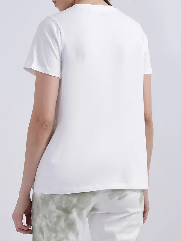 Dkny White Fashion Printed Regular Fit Top