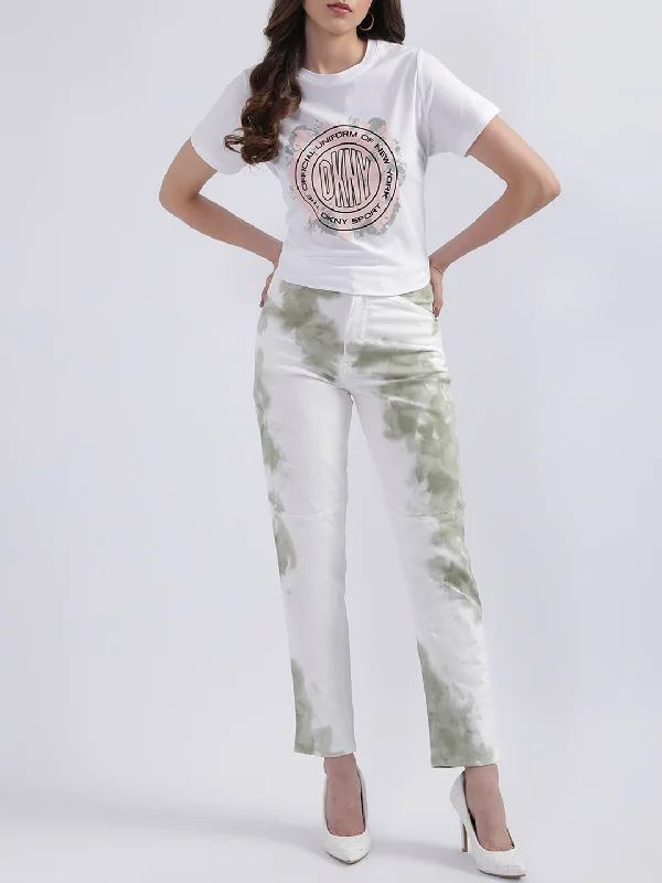 Dkny White Fashion Printed Regular Fit Top