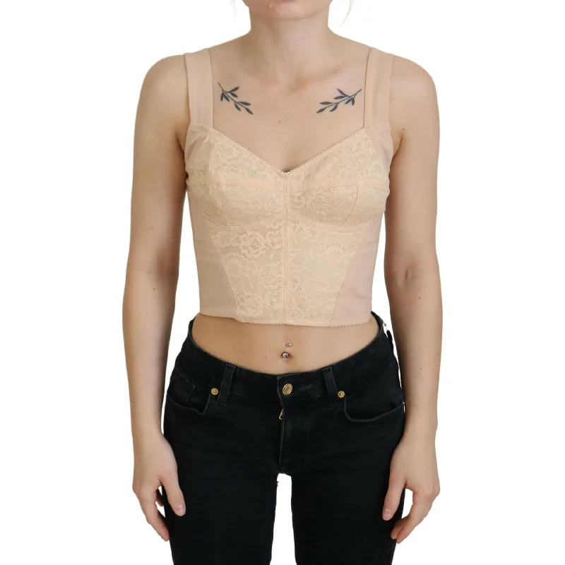 Dolce & Gabbana Elegant Beige Bustier Corset Top