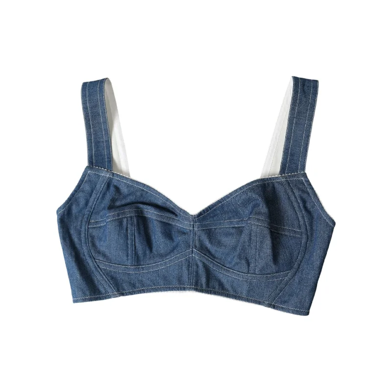 Dolce & Gabbana Elegant Blue Bustier Crop Top