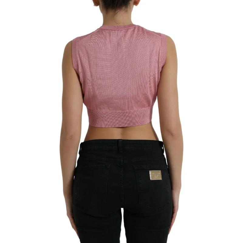 Dolce & Gabbana Elegant Silk Crew Neck Cropped Tank Top