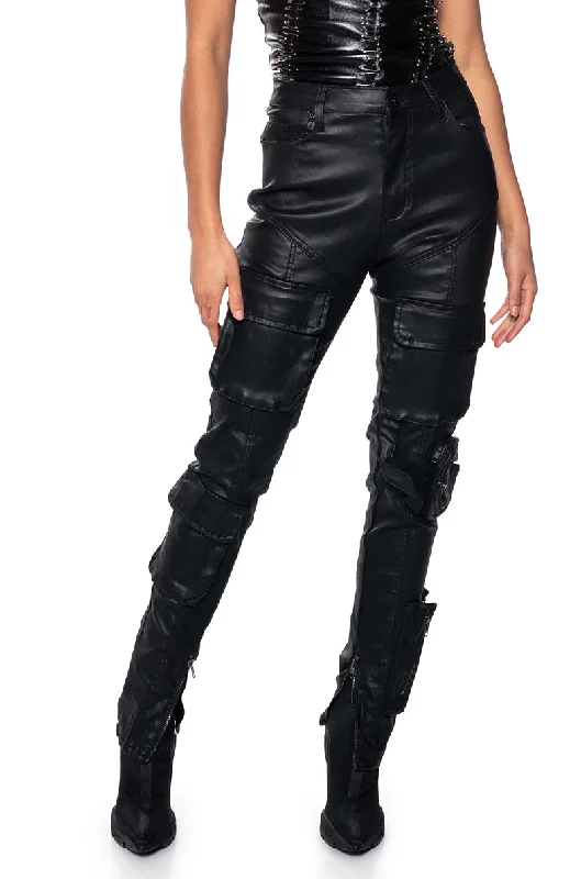 ONE STEP AT A TIME CARGO POCKET SKINNY VEGAN LEATHER